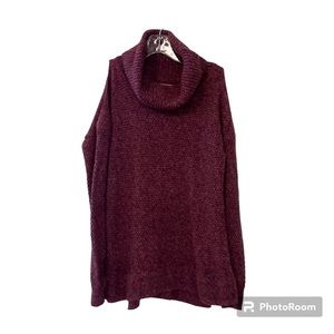 Hollister Pink/Wine Color Textured Cold Shoulder Long Sleeve Sweater XS